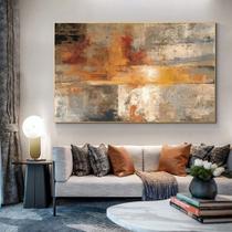 Quadro decorativo 1 peça 40x60 moderno abstrata marrom dourado tons pastéis para sala quarto