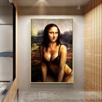 Quadro decorativo 1 peça 40x60 Monalisa obra de arte engraçada pop arte moderno para sala quarto
