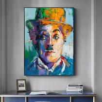 Quadro decorativo 1 peça 40x60 Pintura Charles Chaplin para casa sala quarto hall