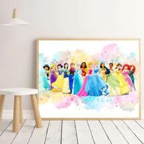 Quadro decorativo 1 peça 40x60 princesas para quarto infantil