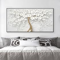 Quadro decorativo 1 peça cerejeira branca moderna decoração floral