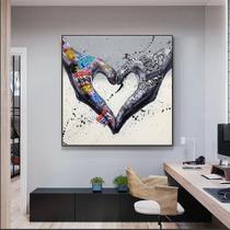 quadro decorativo 1 peça coração grafitti decoração - Ana Decor