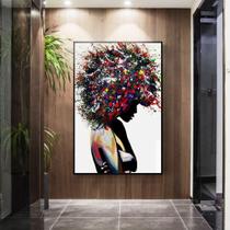 Quadro decorativo 1 peça mulher negra afro cabelo colorido decoração - Ana Decor
