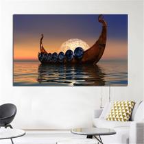 quadro decorativo 1 peça navio viking mar decoração - Ana Decor