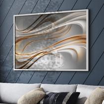 Quadro Decorativo 1 Tela Abstrato Linhas Diversos Tamanhos Branco