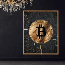 Quadro decorativo 1 tela moeda bitcoint