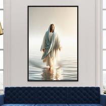 Quadro Decorativo 1 Tela Religioso Jesus Caminhando sobre As Águas Branco