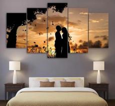 quadro decorativo 115 x 60 5 pçs 4 k casal namorados - ferro tech