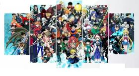 quadro decorativo 115 x 60 5 pçs 4 k crossover melhores animes - ferro tech