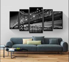 quadro decorativo 115 x 60 5 pçs 4 k pontes cidades - ferro tech