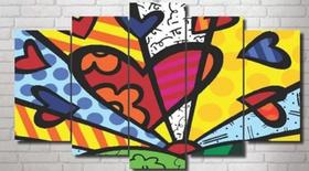 quadro decorativo 115 x 60 5 pçs 4 k romero brito coracao