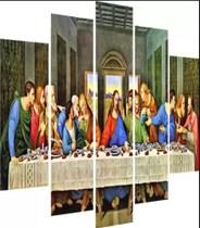 quadro decorativo 115 x 60 5 pçs 4 k sanata ceia 1 jesus