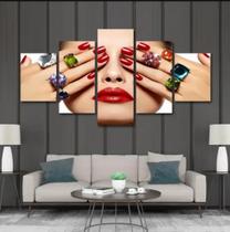 quadro decorativo 115 x 60 5 pçs 4 k unhas esmaltes manicure - ferro tech