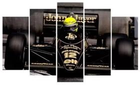 quadro decorativo 115 x 60 5 pçs mosaico ayrton senna formula-1