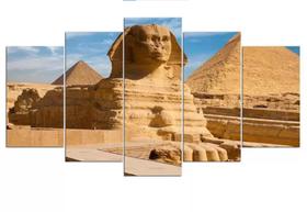 quadro decorativo 115 x 60 5 pçs mosaico egito antigo esfinge piramides giz