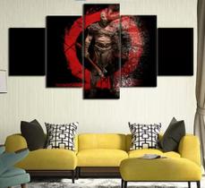 quadro decorativo 115 x 60 5 pçs mosaico game jogo god of war kratos - ferro tech