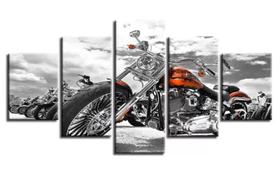 quadro decorativo 115 x 60 5 pçs mosaico moto harley davidson retro