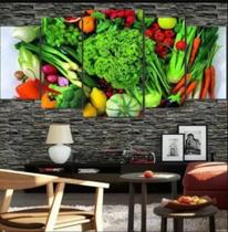 quadro decorativo 115 x 60 5 pçs mosaico verduras e legumes hortifruti frutas