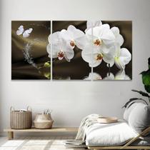 Quadro Decorativo 120x60 Mosaico Flores Orquídea Branca - IQuadros