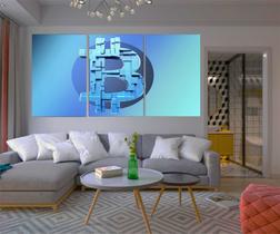 Quadro Decorativo 120x60cm Bitcoin Criptomoedas Investimentos - Oliveira-Loja