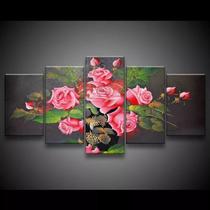 Quadro Decorativo 129x63 Sala Escritorio Flores Rosas 1