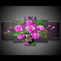 Quadro Decorativo 129x63 Sala Escritorio Flores Rosas Choque