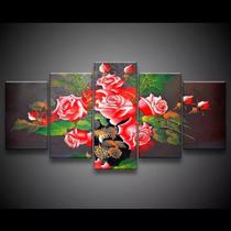 Quadro Decorativo 129x63 Sala Flores Rosas Vermelhas 1