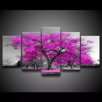 Quadro Decorativo 129x63 Sala Quarto Árvore Rosa 1