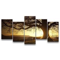 Quadro Decorativo 129x63 Sala Quarto Árvore Sol Paisagem