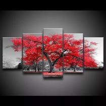 Quadro Decorativo 129x63 Sala Quarto Árvore Vermelha 1