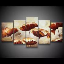 Quadro Decorativo 129x63 Sala Quarto Flores Papoula Aquarela