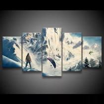 Quadro Decorativo 129x63 Sala Quarto Neve Snowboard Esporte