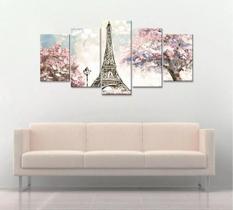 Quadro Decorativo 129x63 Sala Quarto Torre Eiffel Paris Kit