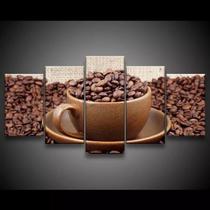 Quadro Decorativo 129x63 Sala Quarto Xícara Grão Café 1