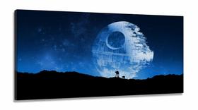Quadro Decorativo 130x60 Sala Quarto Estrela Da Morte At-at em Tecido Canvas