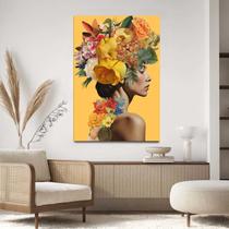 Quadro Decorativo 130x90 Para Sala Quarto Hall Mulher Flores na Cabeça