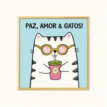 Quadro Decorativo 18cm Gatos Fofos e Frases Divertidas - Quadro Decorativo 18cm Gatos Fofos e Frases Divertidas -