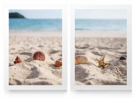 Quadro decorativo 2 pcs branco sand com vidro Quadro decorativo 2 pcs branco sand com vidro
