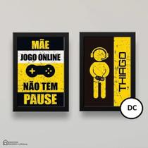Quadro decorativo 2 peças 20x30 personalizado com nome gamer para quarto