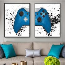 Quadro decorativo 2 peças 40x60 video game gamer controle azul jogos para quarto sala Quadro decorativo 2 peças 40x60 video game gamer controle azul jogos para quarto sala