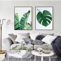 quadro decorativo 2 peças folhas verdes decoração natureza - Ana Decor