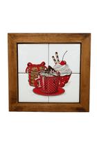 Quadro Decorativo 20x20 com Azulejo Café e Doces