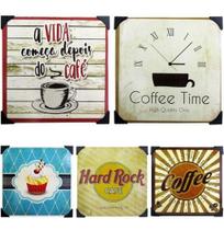Quadro Decorativo 20X20Cm De Metal Adesivado Coffee Cafe - Nova Alianca