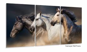 Quadro Decorativo 3 Cavalos 3 Peças 120x60 cm