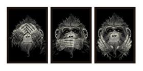 Quadro decorativo 3 Macacos Sabedoria