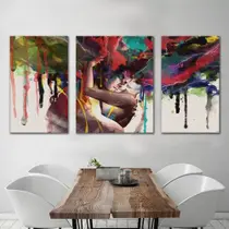 Quadro decorativo 3 peças 40x60 casal colorido abstrato grafite decoração para casa sala quarto