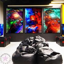 Quadro decorativo 3 peças 40x60 controle neon jogo meninos decoração para casa sala quarto Quadro decorativo 3 peças 40x60 controle neon jogo meninos decoração para casa sala quarto