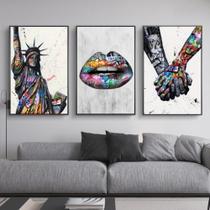 Quadro decorativo 3 peças 40x60 Estátua da liberdade arte grafite colorido moderno Quadro decorativo 3 peças 40x60 Estátua da liberdade arte grafite colorido moderno