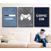 Quadro decorativo 3 peças 40x60 jogo gamer vídeo game para quarto menino Quadro decorativo 3 peças 40x60 jogo gamer vídeo game para quarto menino