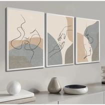 Quadro Decorativo 3 peças 40x60cm casal Moderno Minimalista para Sala Quarto